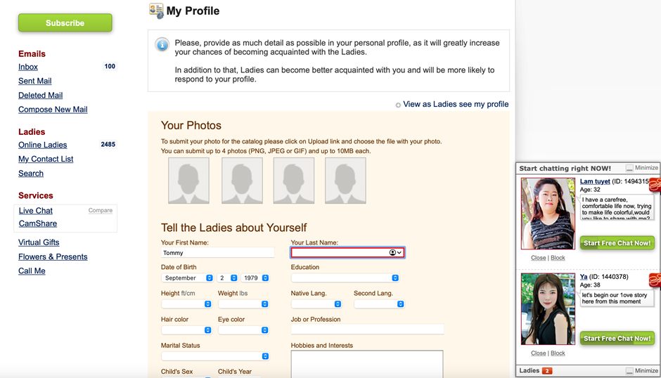 How do you set up your profile on AsianDate