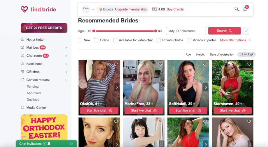 How do you search and sort the ladies on FindBride.com