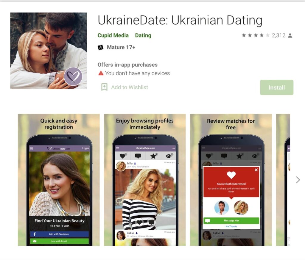 UkraineDate mobile app